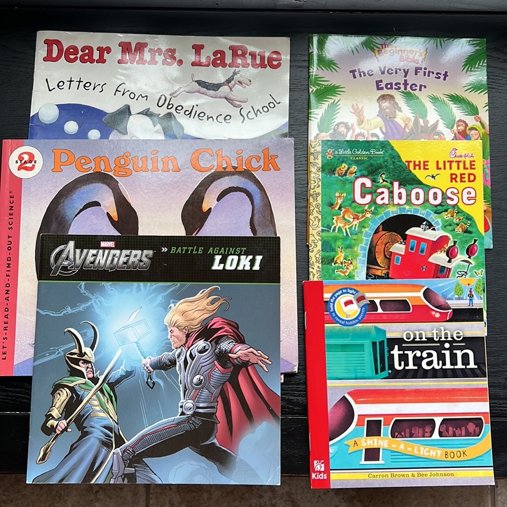 6 assorted books. Children’s paperback books.